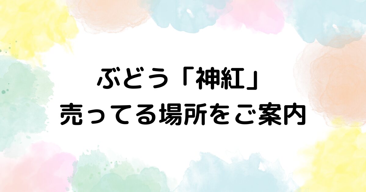 神紅 ぶどう どこで売ってる